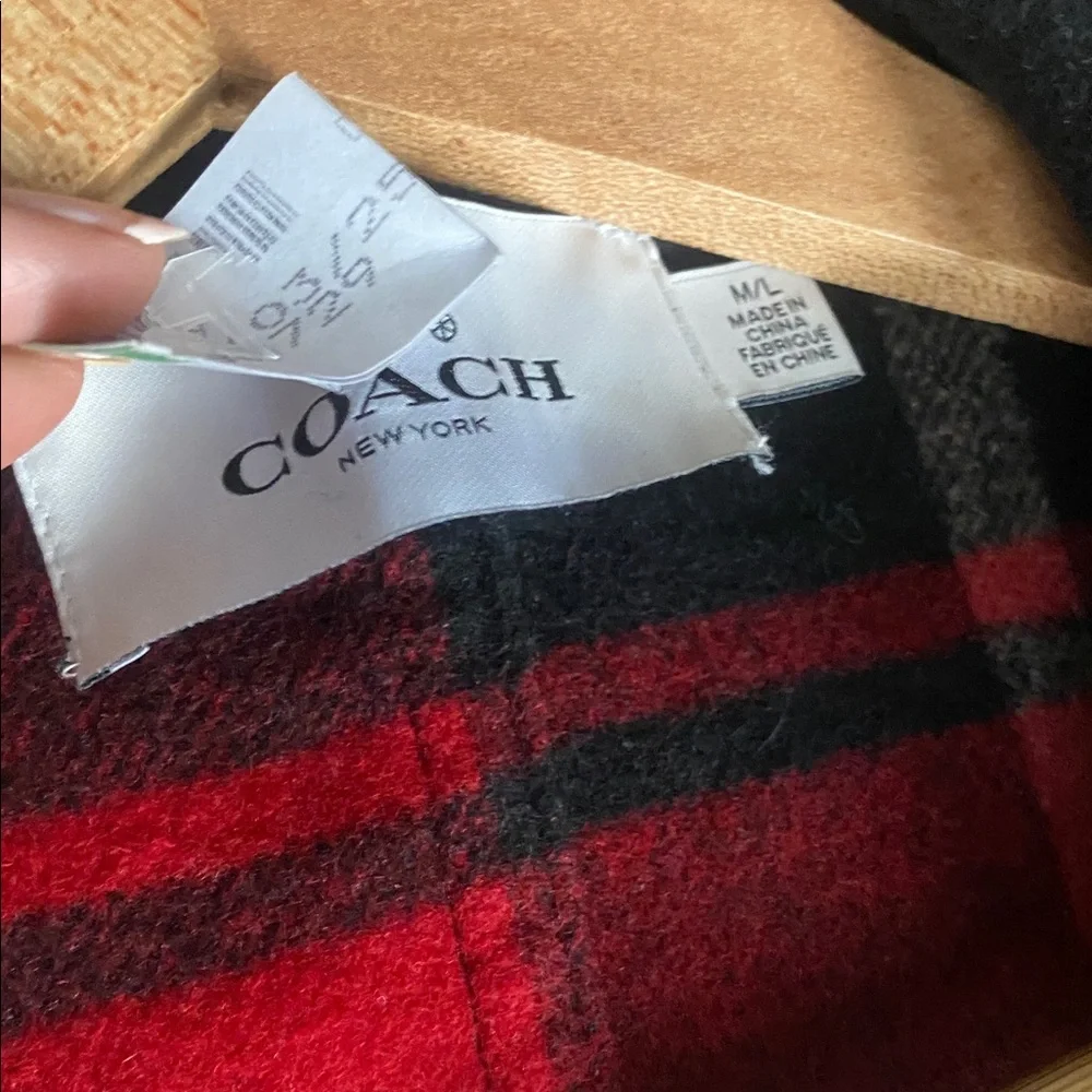 Coach Black and Plaid Wool Poncho Cape M/L - Picture 2 of 5